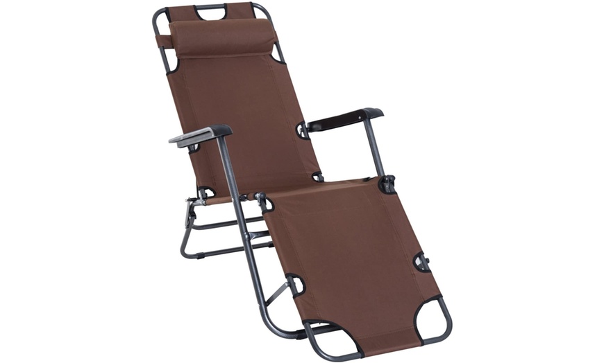 Image 6: Outsunny Two-in-One Foldable Lounger