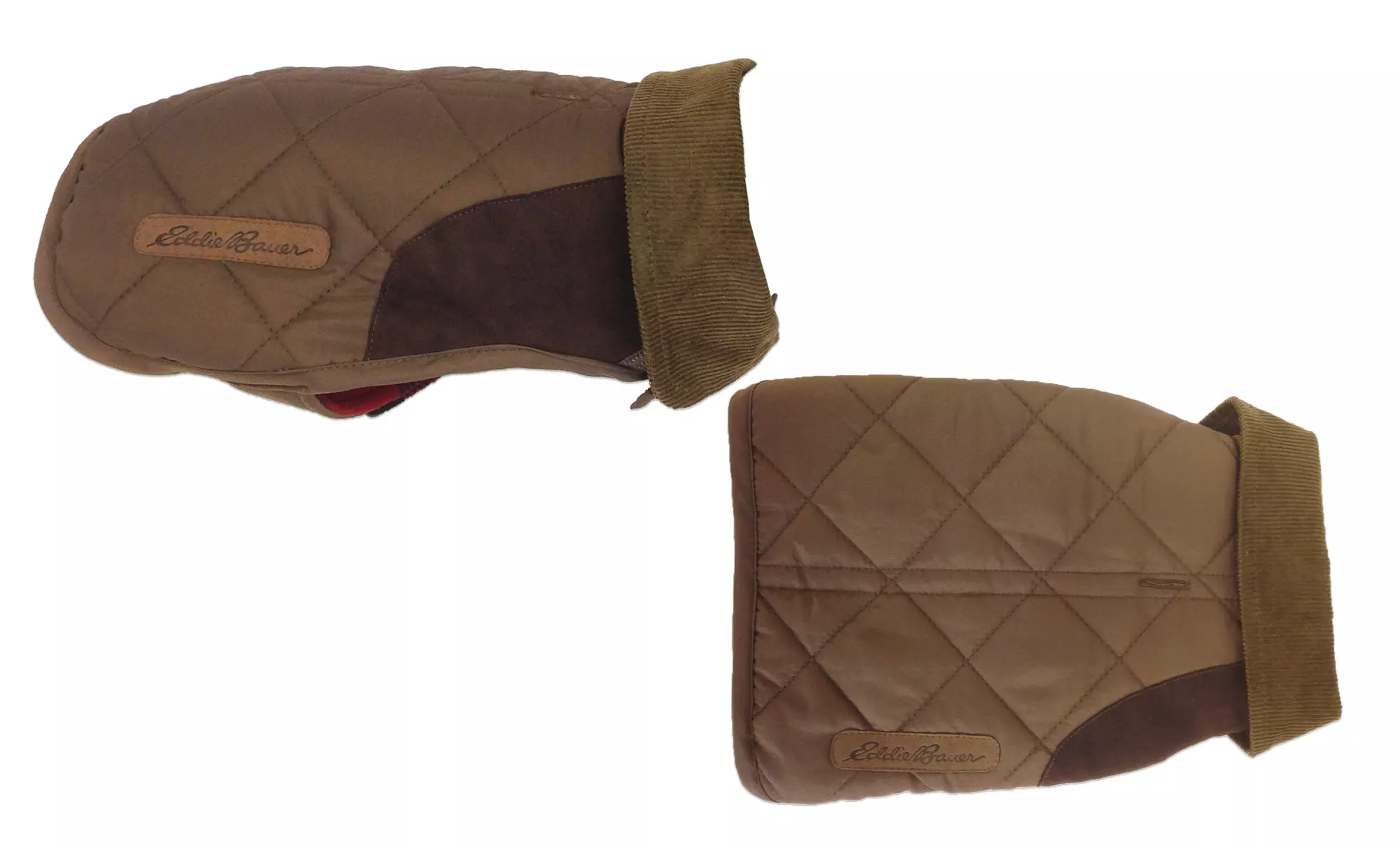 Eddie Bauer Brown Quilted Dog Coat with Suede Shotgun Patch - Second Medium
