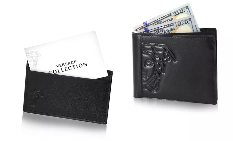 Versace Collection Men's Black Leather Wallets. Three Options Available. - Primary Image