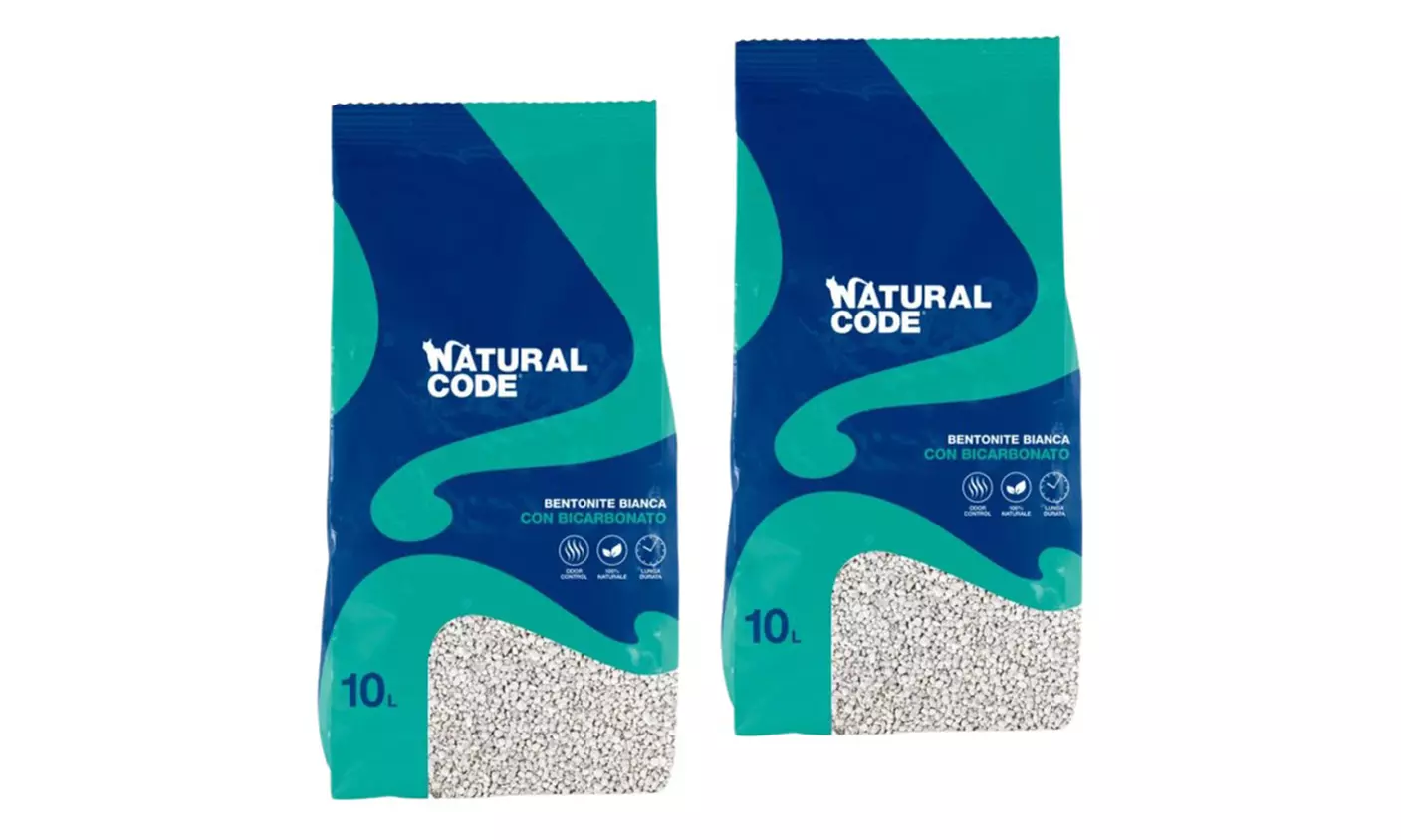 Lettiera per gatti in sacchetto bentonite o vegetale Natural Code