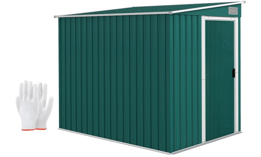 Image 2: Outsunny 7 x 5ft Galvanised Metal Garden Shed with Foundation