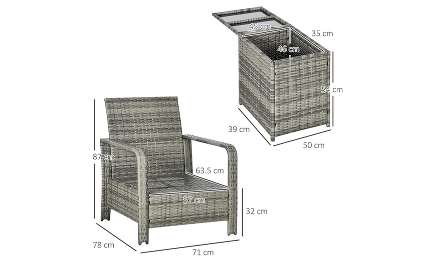 Image 7: Outsunny 3-Piece Rattan Effect Bistro Set