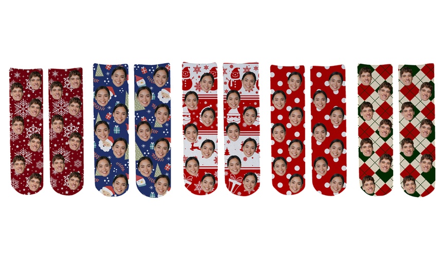 Image 2: One or Two Pairs of Personalised Christmas Face Socks