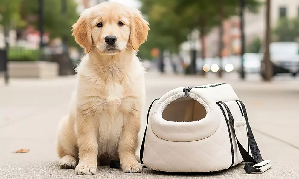 'Doggybag': tas om een kleine hond mee te dragen