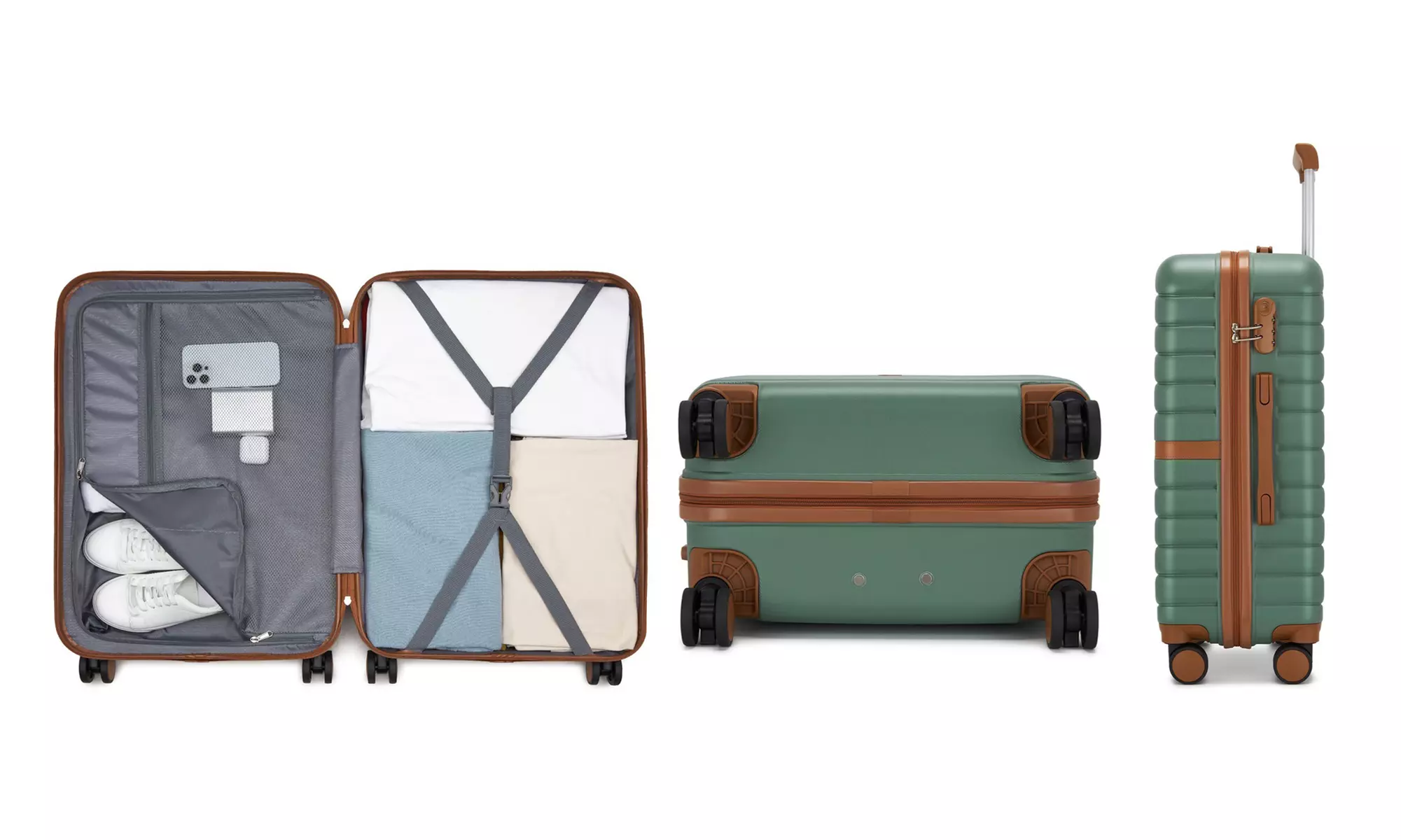 KONO Stylish Stripe Design Suitcase with Spinner Wheels