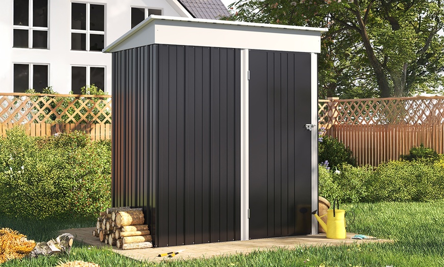 Image 9: Heavy-Duty Lockable Metal Garden Shed with Sloped Roof