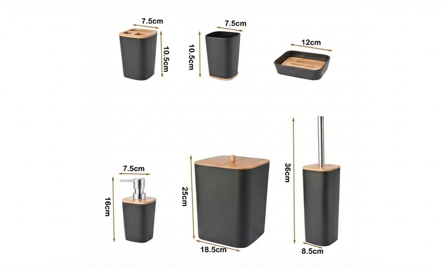Image 4: 6-delige badkamerset met bamboe details