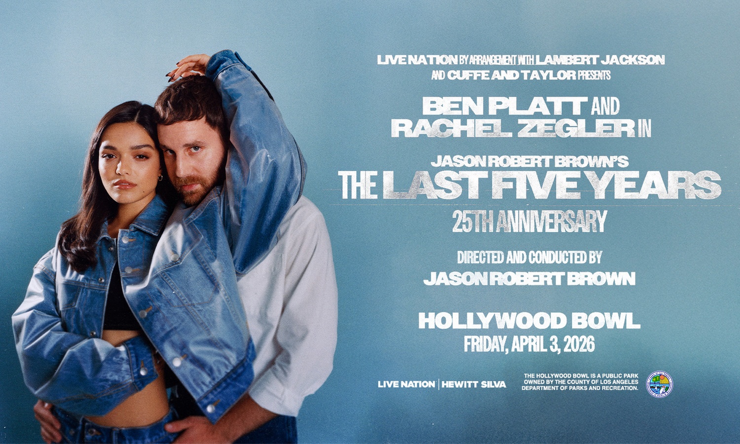 THE LAST FIVE YEARS - 25 YEAR ANNIVERSARY - BEN PLATT & RACHEL ZEGLER on April 3 at 8 PM
