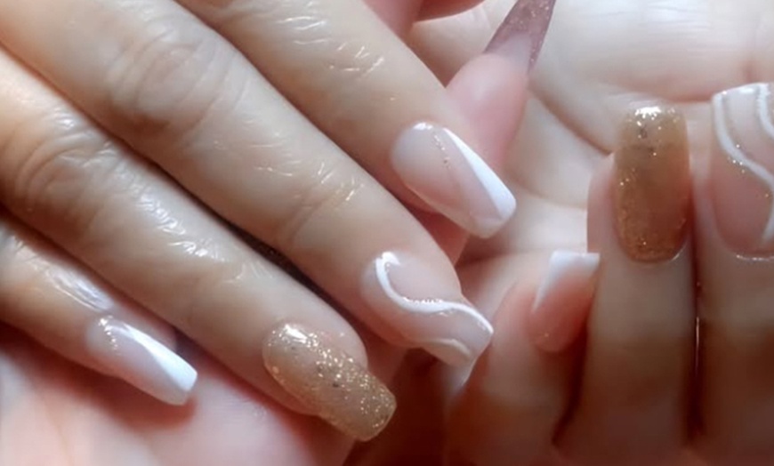 Image 3: Full Acrylic Nail Extensions with Polish & Art Upgrades