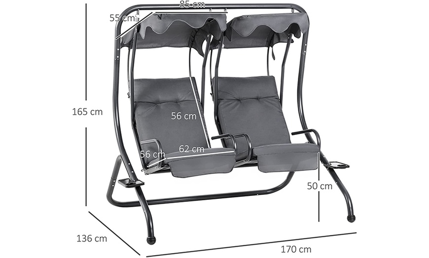 Image 13: Outsunny Twin Single Seat Swing Chair with Canopy