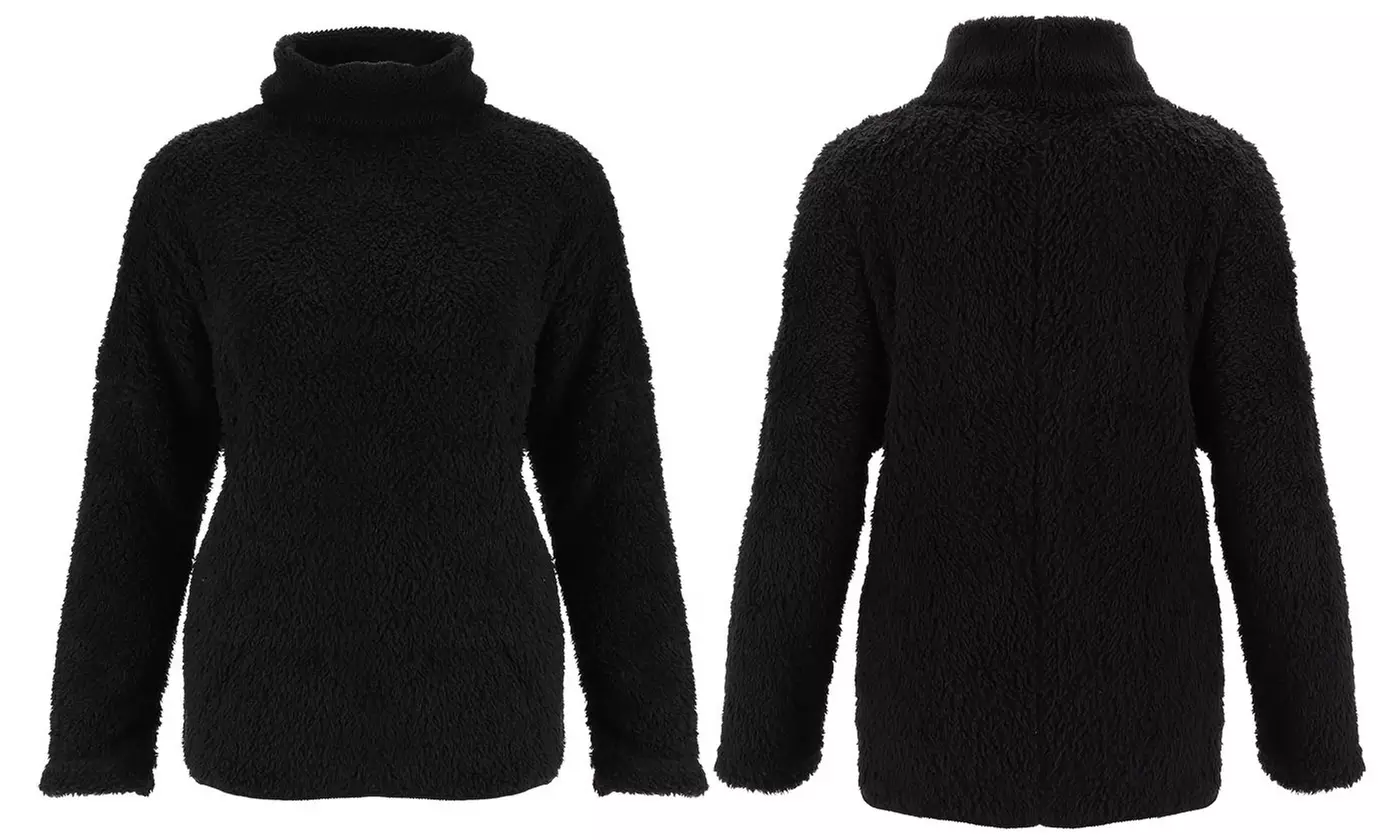 Women's Fuzzy Fleece Oversized Loose Turtleneck Sherpa