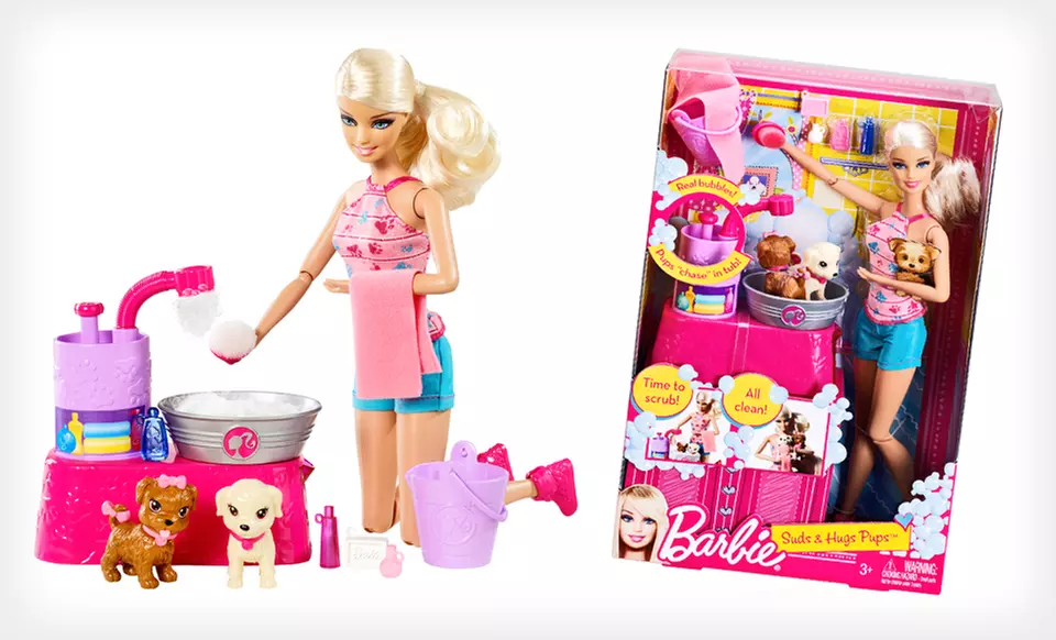$15 for a Mattel Barbie Suds & Hugs Pups Set ($22.98 Total Value). Free Shipping and Free Returns. - Primary Image