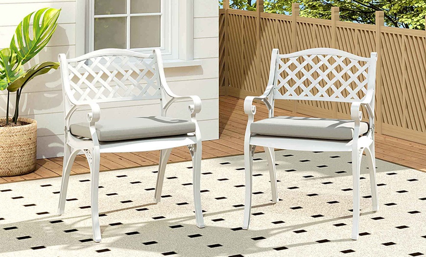Image 2: Set of Two Retro Cast Aluminum Garden Armchairs