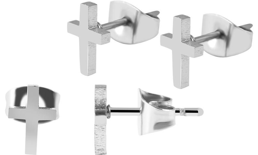 Image 6: Pendientes elegantes de acero inoxidable tipo botón