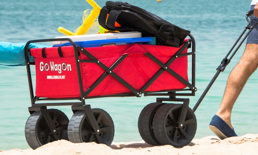 Image 1: All Terrain folding beach wagon with big wheels