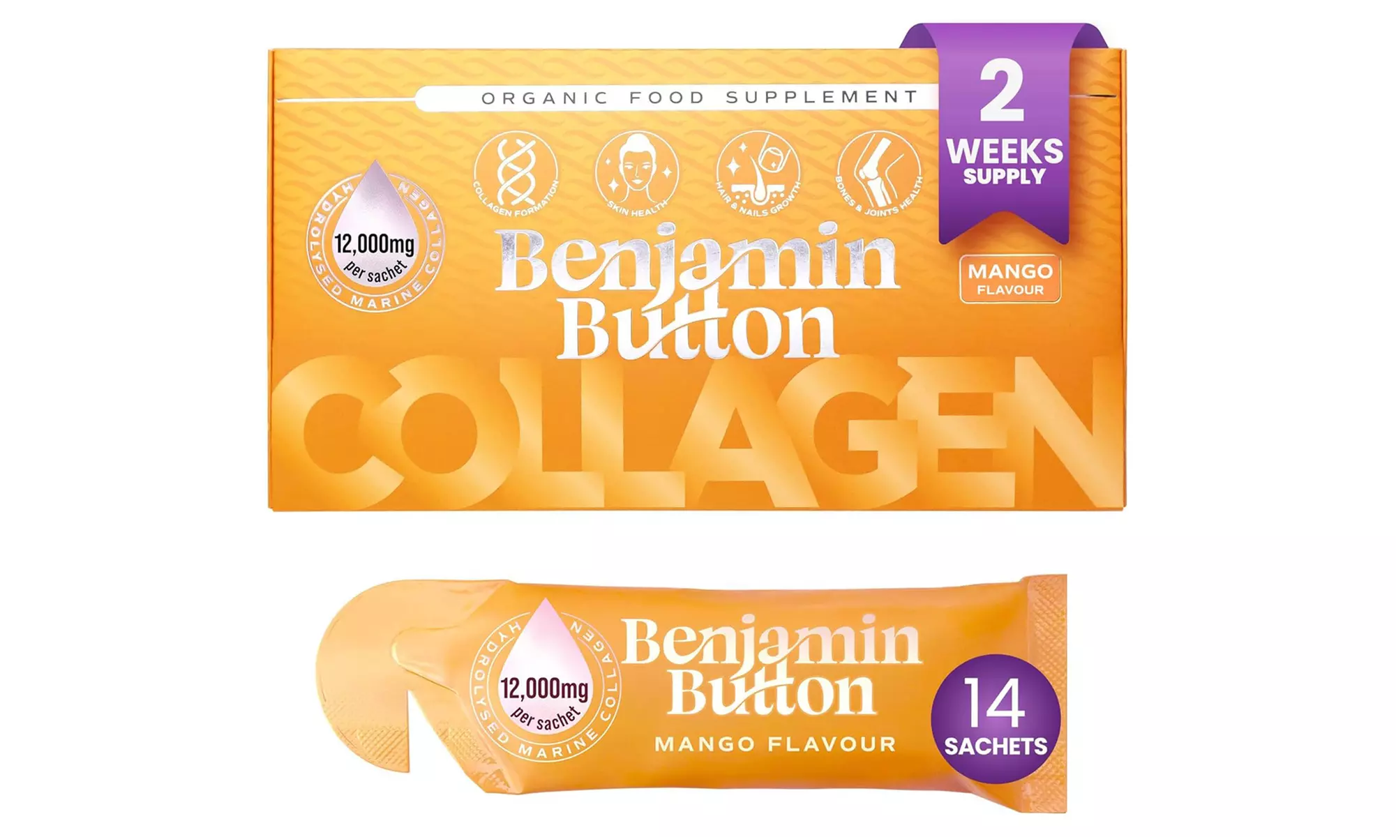 Collagène marin liquide 12,000mg, Benjamin Button