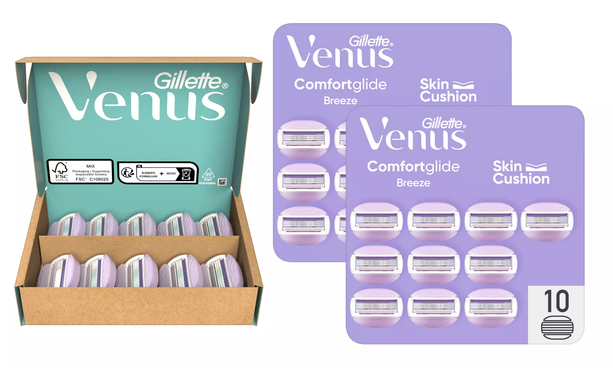 Gillette ComfortGlide Breeze Rasierklingen Damen, 20er Pack (2,80€/stk) - Primary Image