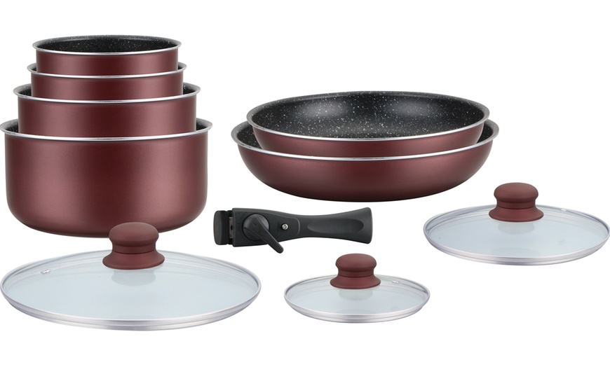 Image 6: Batería de cocina de 10 piezas con revestimiento efecto piedra