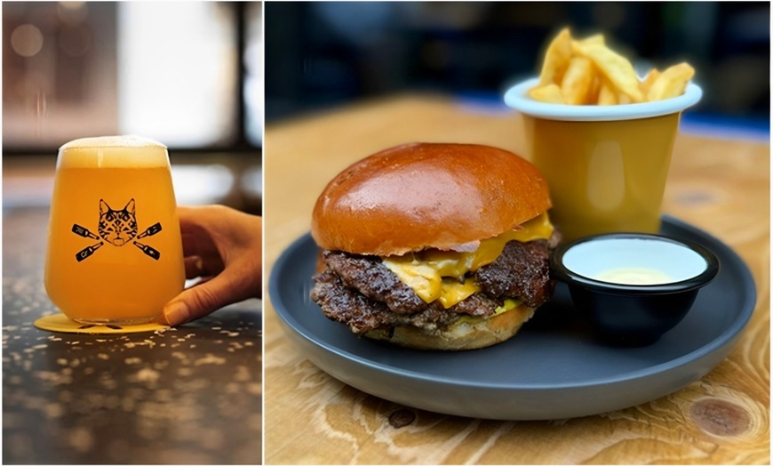 Image 1: Burger With Craft Beer and Fries For One or Two!