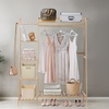 Image 1: Freestanding Bamboo Rack with Storage Shelf and Hooks