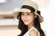 Womens UPF50 Foldable Summer Straw Hat Wide Brim Fedora Sun Beach Hat - Second Medium