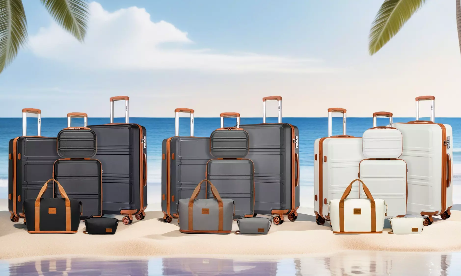 Kono Six Piece Luggage Set Hard Shell Suitcase