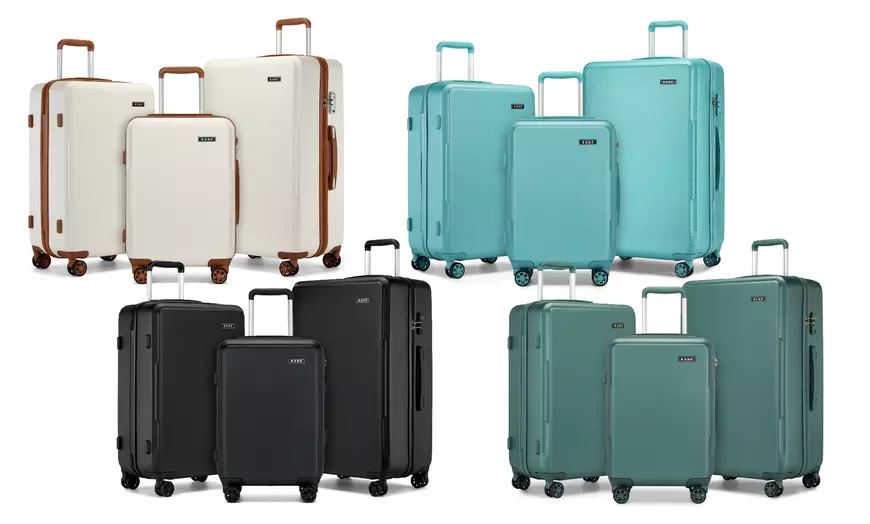 Image 1: One or Three Minimalist Design Hard Shell Luggage Set with TSA Lock 
