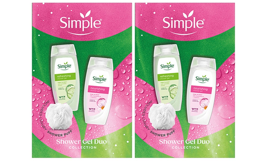Image 4: Simple Shower Gel Duo Collection with Shower Puff Set