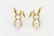 One or Two Sets of Gold-Tone Easter Bunny Pearl Stud Earrings - Image 5
