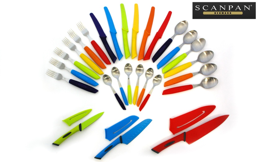 Image 1: SCANPAN Multi-Colour Cutlery Set