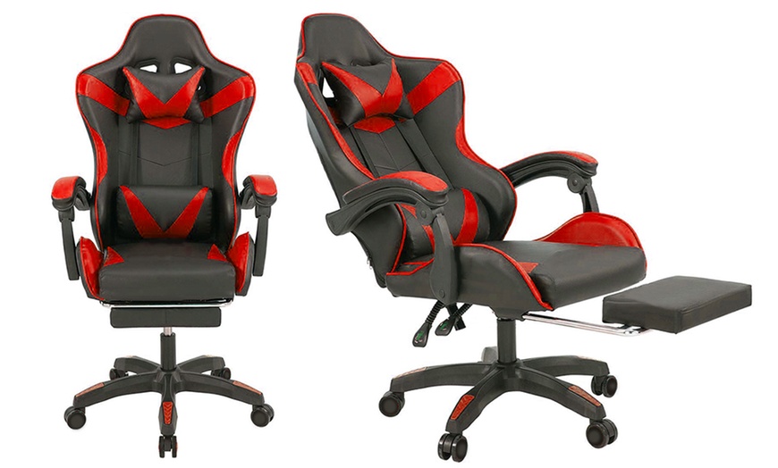 Image 12: Chaise de gaming ergonomique avec repose-pieds, soutien lombaire