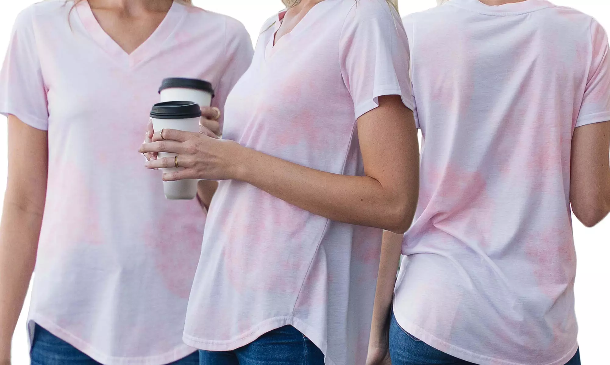 Women's Printed Round Hem V-Neck Tee. Plus Sizes Available. - Image 7