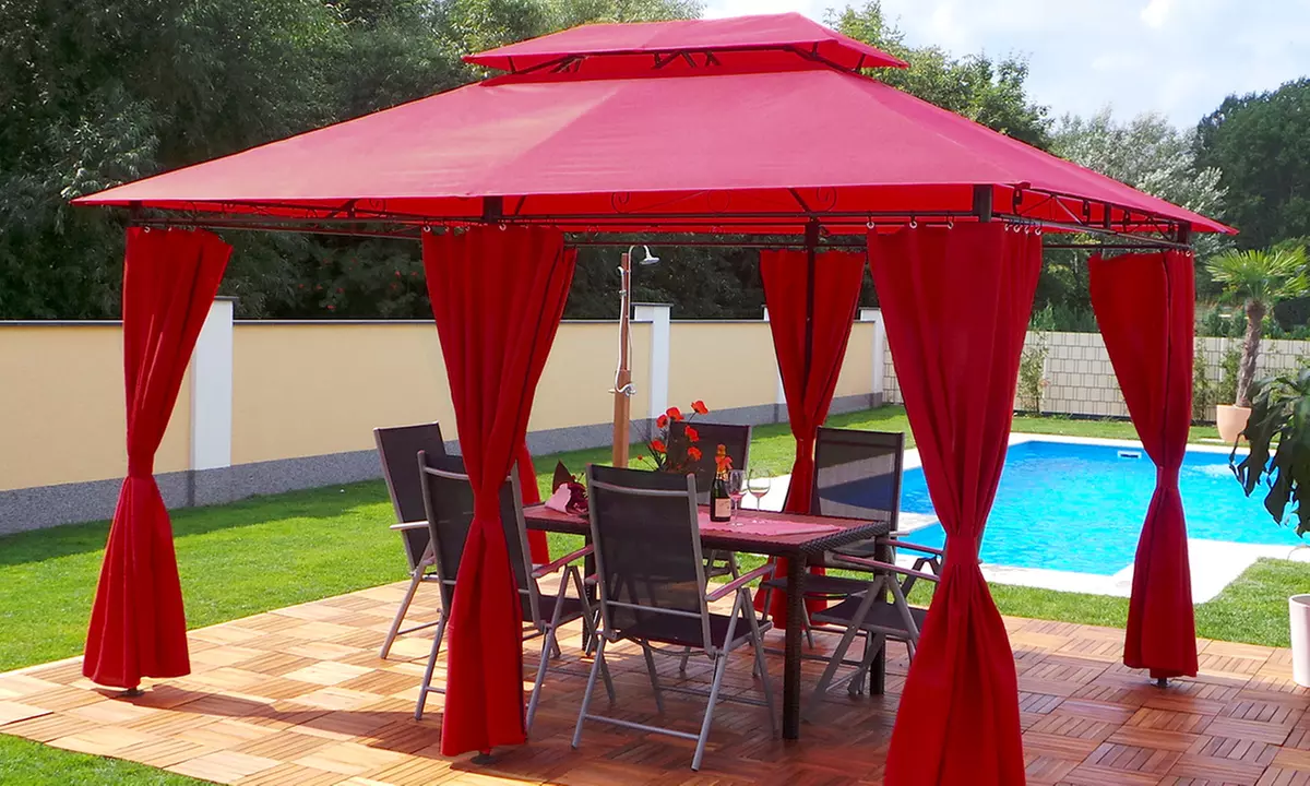 Swing&Harmonie Luxus-Pavillon 3 x 4 Meter mit Seitenwänden in 4 Farben für 159 € inkl. Versand (36% sparen) - Second Medium