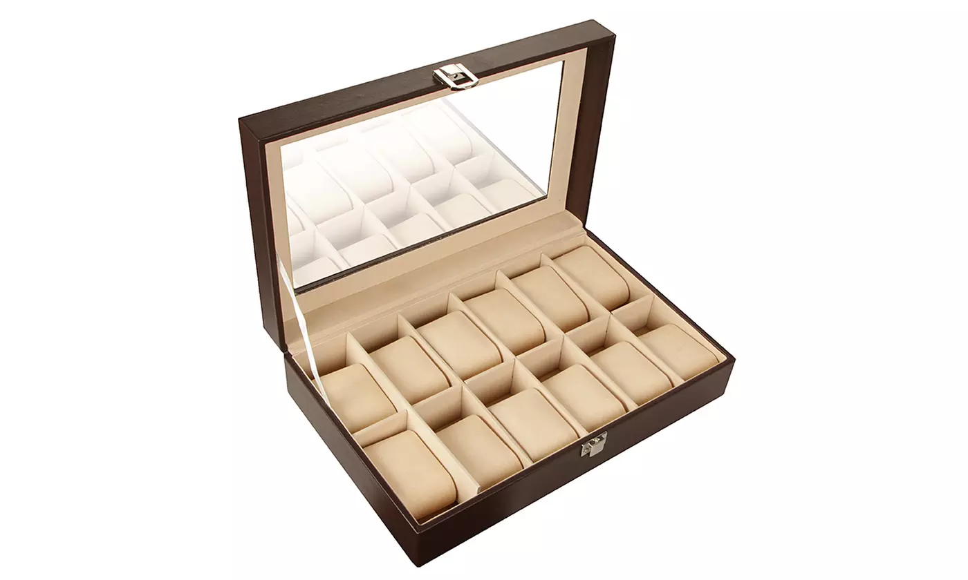 Leather 12-Compartment Watch Box - Second Medium