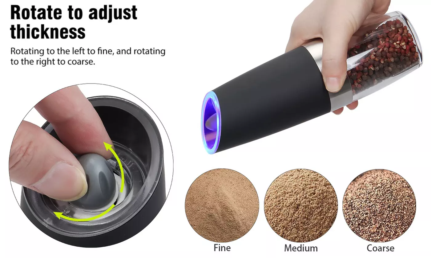 ItBelongs2U Electric Gravity Salt and Pepper Mill Automatic Spice Grinder Shaker