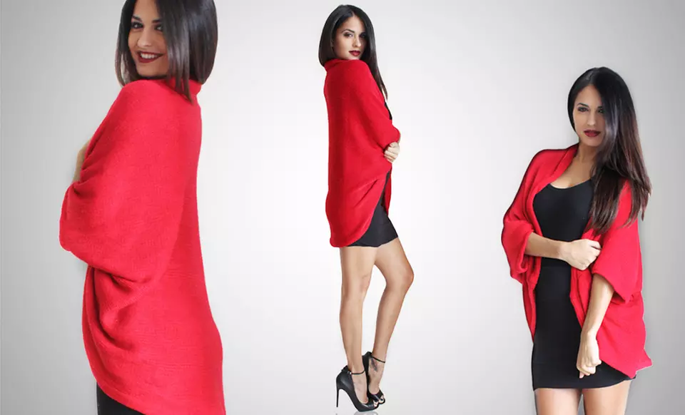 Oversize Convertible Shrug/Scarf in Black, Camel, Gray, or Red. Free Returns. - Second Medium