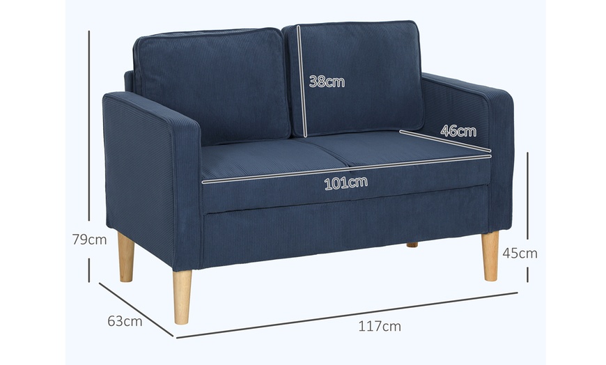 Image 13: HOMCOM Compact 2 Seater Sofas with Under Seat Storage