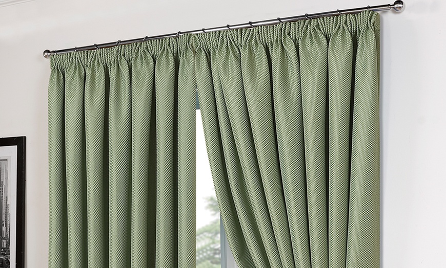 Image 6: Basket Weave Blackout Curtains