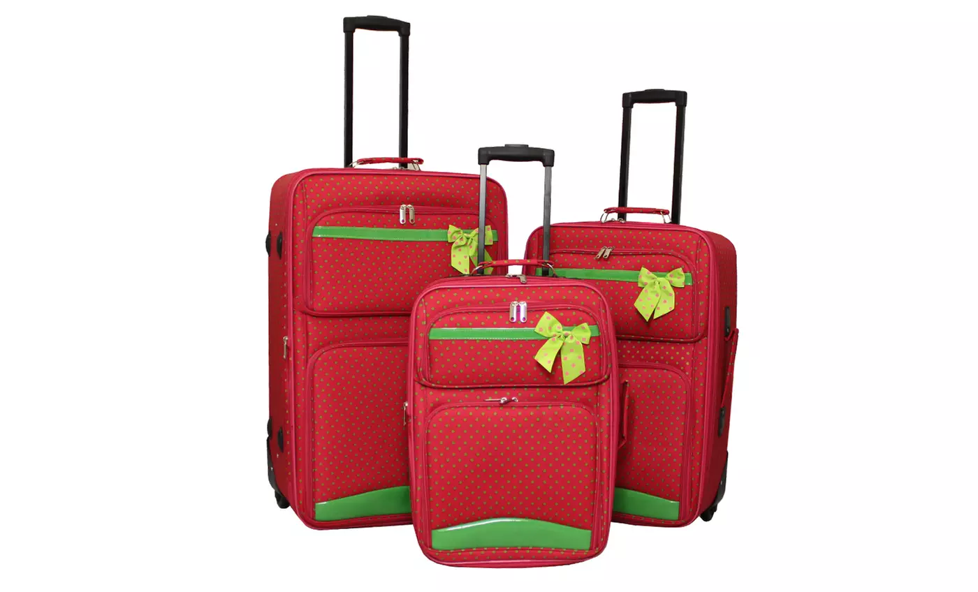 3-Piece Argo Upright Polka Dot Luggage Set - Second Medium