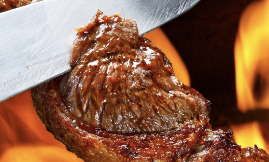 Image 3: All-You-Can-Eat Brazilian Steakhouse Rodizio for 2 or 4 w/ Wine Bottle