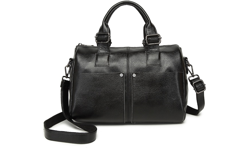 Image 5: Premium Leather Crossbody Bag With Large Capacity