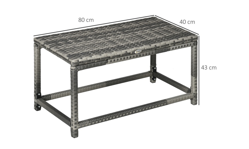 Image 9: Outsunny Rattan-Effect Garden Table