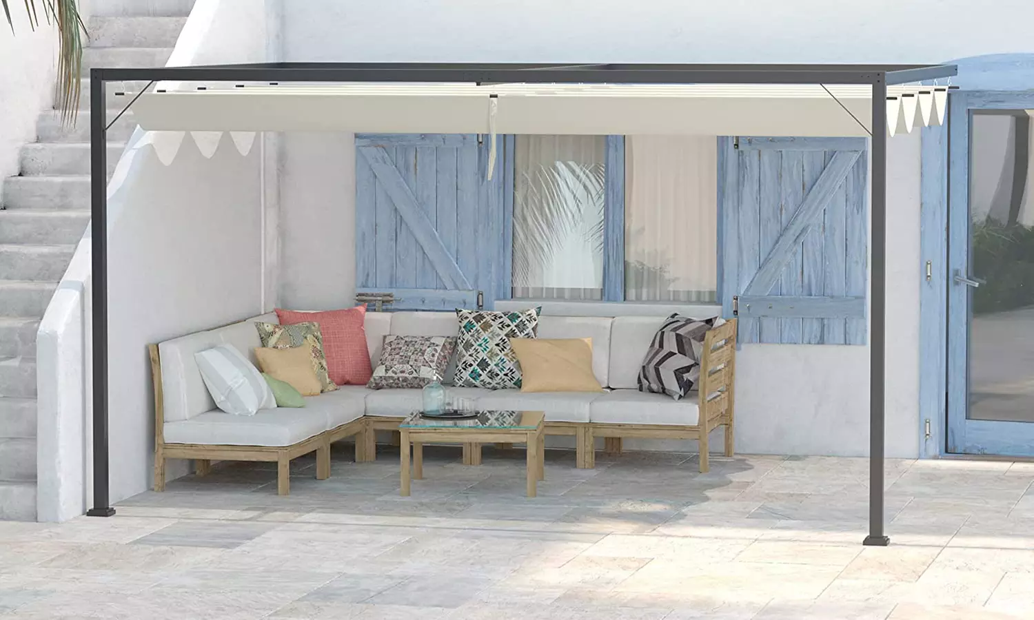 Outsunny Outdoor Pergola Retractable Canopy