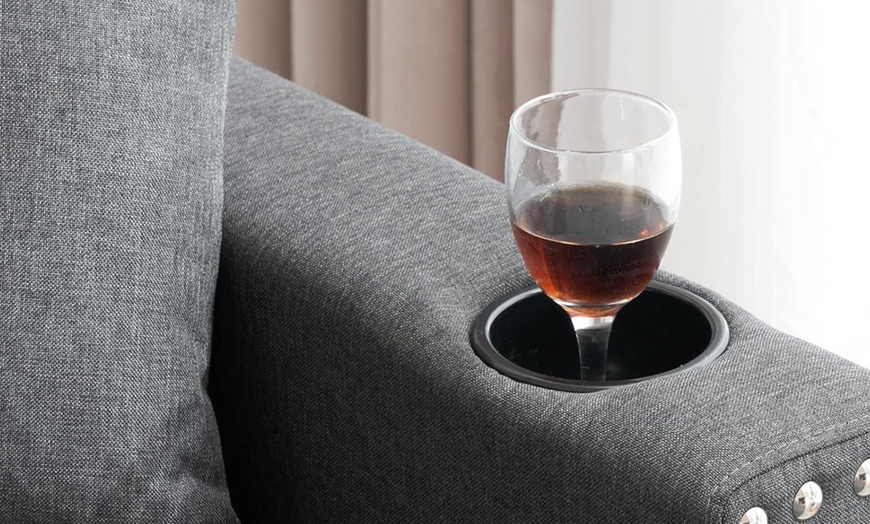 Image 4: Three Seater Reversible Sofa Bed with Storage and Cupholder