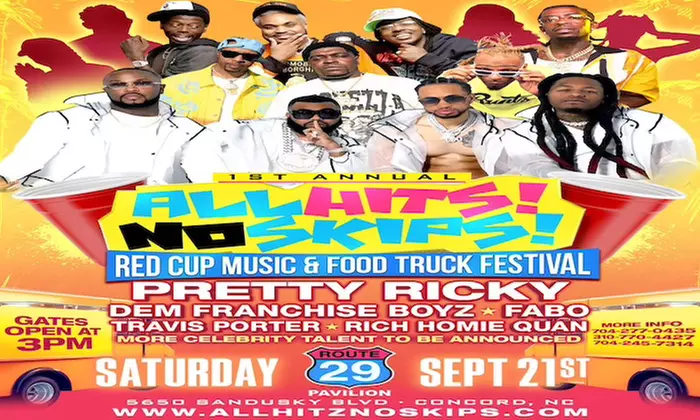 All Hits No Skips Music & Food Truck Fest W/ Pretty Ricky, Dem Franchize Boyz, Fabo, Rich Homie Quan & More on Sept. 21 - Primary Image
