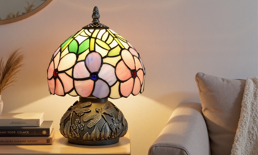 Image 5: HOMCOM Tiffany-Style Stained Glass Table Lamps