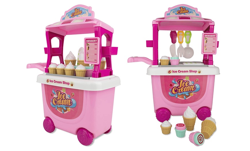 Image 1: SOKA 27-Piece Pretend Play Ice Cream Trolley Toy