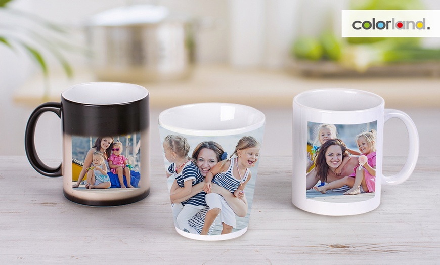 Image 1: Mugs photo personnalisés - Latte, Colorés ou Magic, avec Colorland