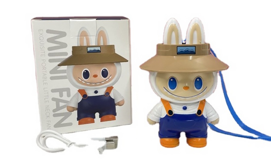 Image 2: Labubu-Inspired Portable Neck Fan