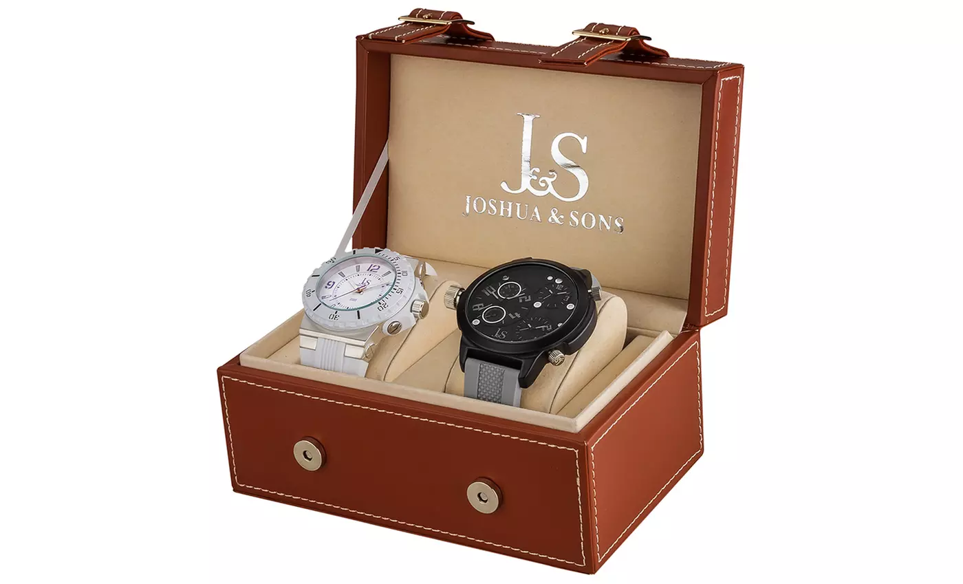 Joshua & Sons Men's Two-Watch Gift Set. Multiple Colors Available. Free Returns. - Second Medium